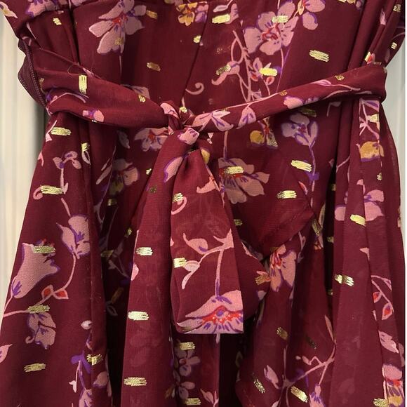 Altar’d State Lissa Faux Wrap Floral Mini Dress Small Fairycore Flowy Babydoll - Picture 8 of 14